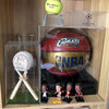 YHNTGB Baseball Display Case with Wood Baseball Stand Acrylic Box with Grass Pad Memorabilia Showcase Acrylic Baseball Holder for Autograph Ball Protector Display